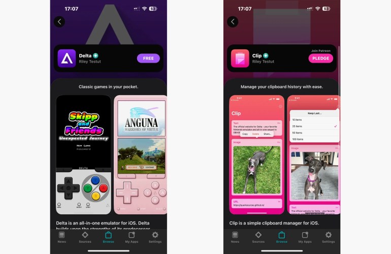 ***داخليه** The new AltStore is launching with both Delta game emulator and Clip clipboard apps from a single developer. credit : theverge