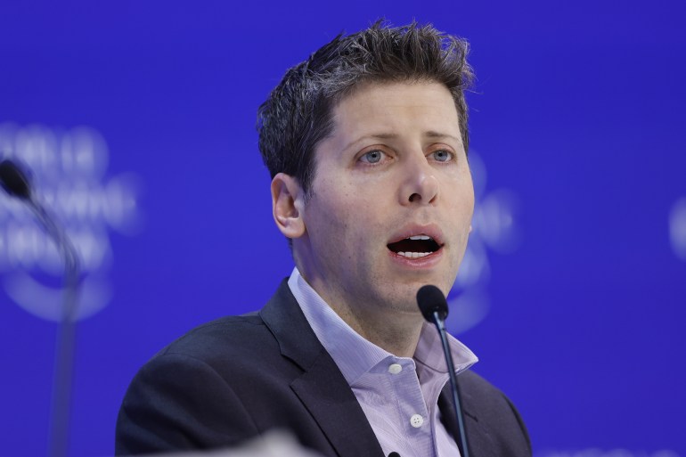 Sam Altman, chief executive officer of OpenAI, during a panel session on day three of the World Economic Forum (WEF) in Davos, Switzerland, on Thursday, Jan. 18, 2024. The annual Davos gathering of political leaders, top executives and celebrities runs from January 15 to 19. Photographer: Stefan Wermuth/Bloomberg via Getty Images