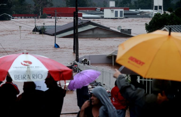 Flooding due to heavy rains in the city of Encantado View of a flooded area next to the Taquari River during heavy rains in Encantado, Rio Grande do Sul state, Brazil, May 2, 2024. REUTERS/Diego Vara DATE 02/05/2024 SIZE 3500 x 2272 Country Brazil SOURCE REUTERS/Diego Vara