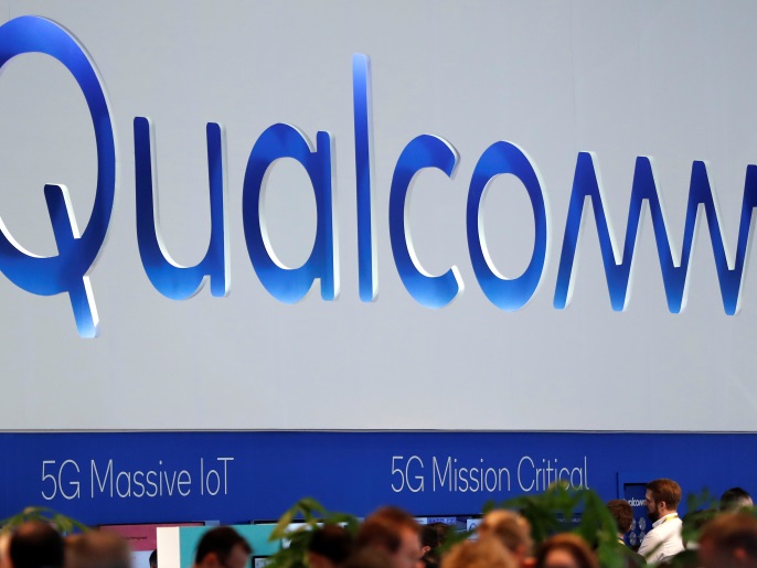 The logo of Qualcomm is seen during the Mobile World Congress in Barcelona, Spain February 27, 2018. REUTERS/Yves Herman