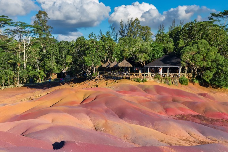 Popular touristic place - Seven Coloured Earth in Chamarel, Mauritius island شترستوك