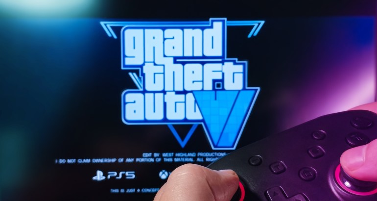 Person playing GTA VI with a joystick.