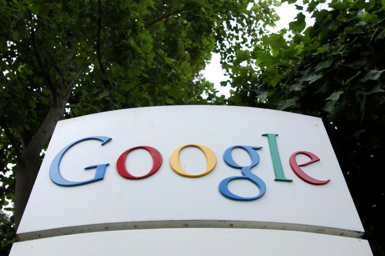 FILE PHOTO: FILE PHOTO: The Google Inc. logo is seen outside their headquarters in Mountain View, California August 18, 2004. REUTERS/Clay McLachlan/File Photo 2021-05-27T000000Z_204255586_RC2KON9P2S0Y_RTRMADP_3_TECH-ANTITRUST-GOOGLE