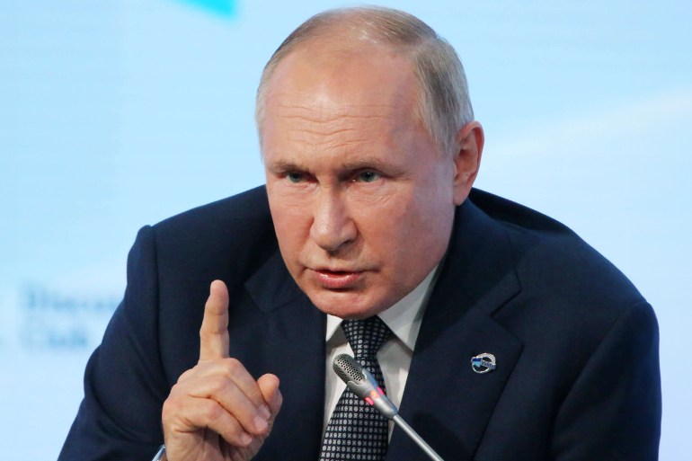 Russian President Vladimir Putin, pictured here in October 2021, has decided to enforce ruble payments for Russian gas, which has boosted the country’s currency.