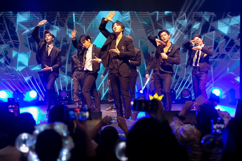 Beverly Hills, California, USA - March 12, 2022: The Los Angeles stop for South Korea's Kpop boy band ONEUS on their "BLOOD MOON" tour. These artists performed their powerful and intricate choreogrp